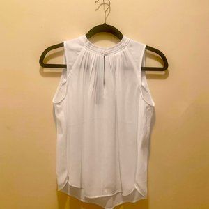 NWT- Banana Republic Sleeveless White Pleated Neck